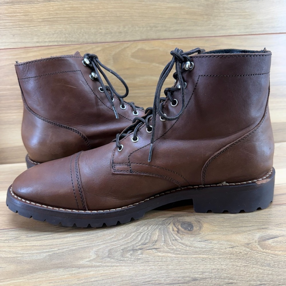 Thursday Boots Captain StormKing Lug Mens 12.5 Whiskey Leather Cap Toe Lace Up - Picture 6 of 12